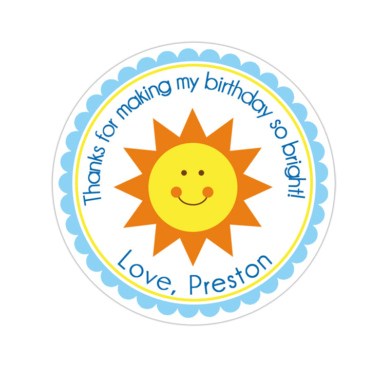 Sunshine Personalized Sticker Birthday Stickers - INKtropolis