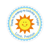 Sunshine Personalized Sticker Birthday Stickers - INKtropolis