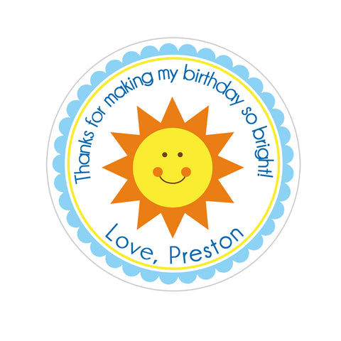 Sunshine Personalized Birthday Favor Sticker