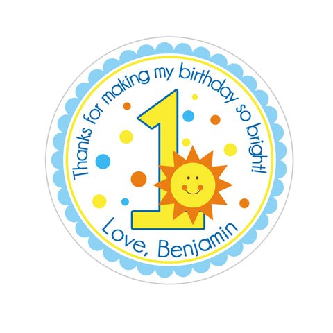 Sunshine With Age Personalized Birthday Favor Sticker