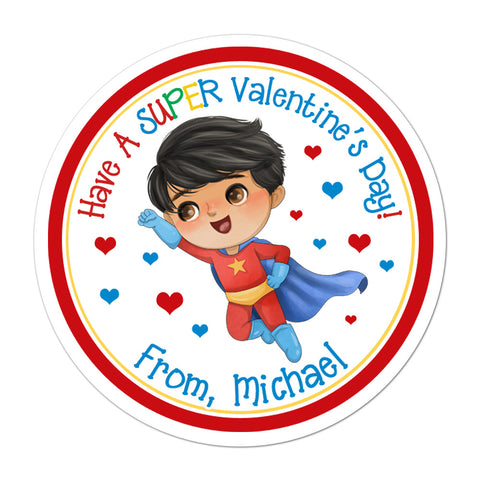 Superhero Personalized Valentines Day Sticker