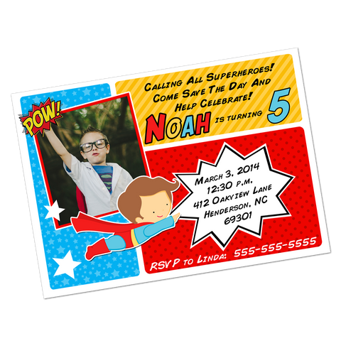 Superhero Digital Birthday Invitation