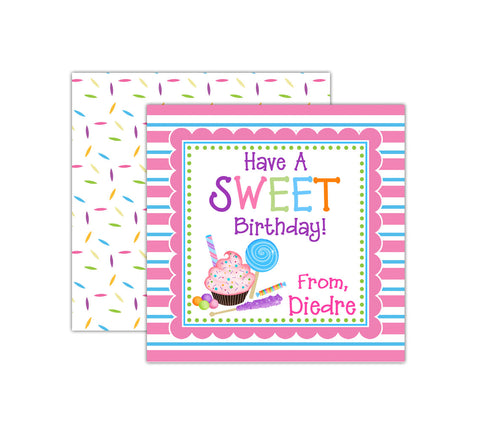 Personalized Sweet Shoppe Happy Birthday Gift Tags
