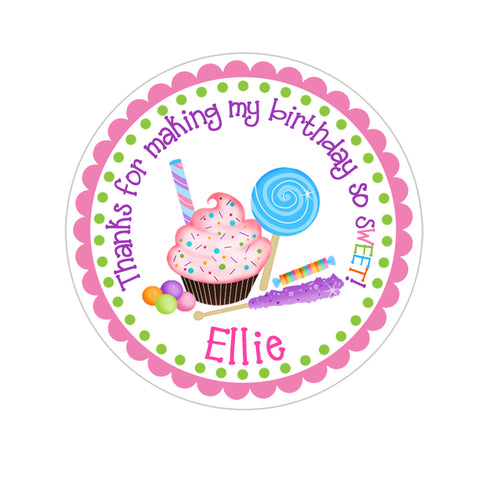 Sweet Shoppe Personalized Birthday Favor Sticker