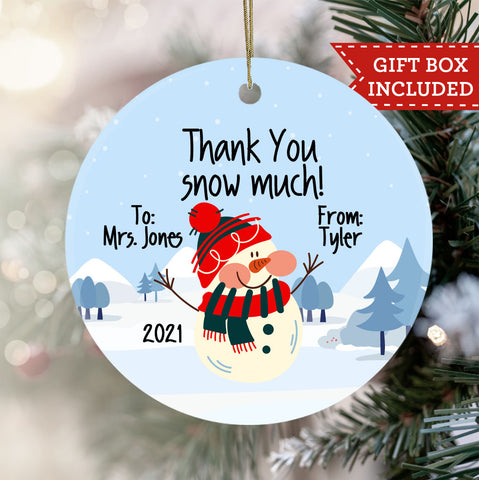 Personalized Teacher Christmas Ornament - Snowman