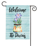 personalized flower pot with violets garden flag
