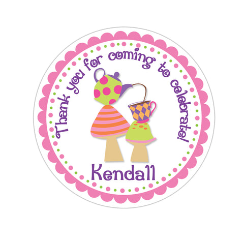 Tea Party Personalized Birthday Favor Sticker