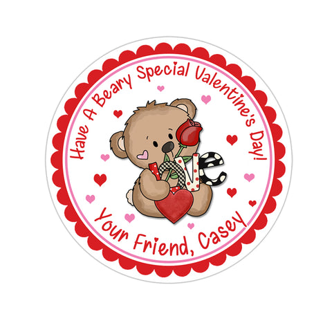 Teddy Bear Personalized Valentines Day Sticker