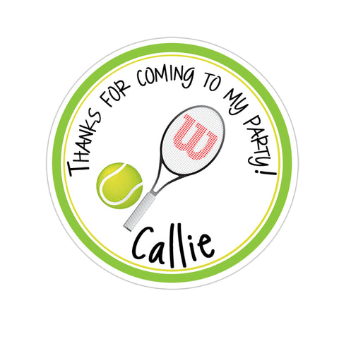 Tennis Personalized Birthday Favor Sticker