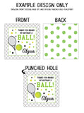 Personalized Tennis Birthday Favor Tags