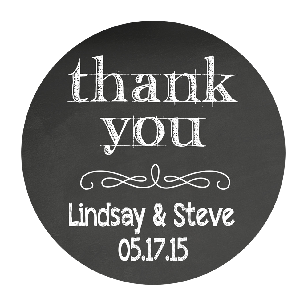 Thank You Chalkboard Style Personalized Sticker Wedding Stickers - INKtropolis