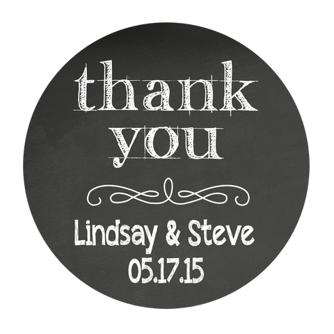 Thank You Chalkboard Style Personalized Wedding Favor Sticker