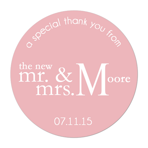 Special Thank You From Mr and Mrs Personalized Wedding Favor Sticker
