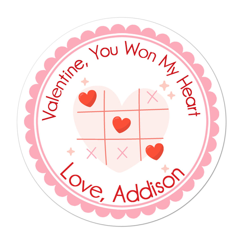 Tic Tac Toe Personalized Valentines Day Sticker