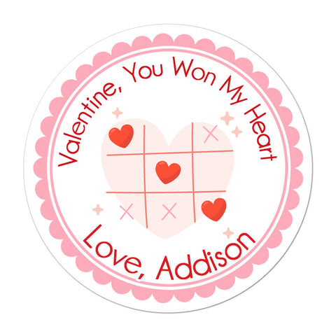 Tic Tac Toe Personalized Valentines Day Sticker