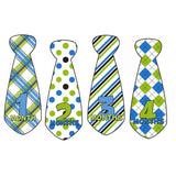Green and Blue Patterned Monthly Baby Stickers - Tie Shaped onesie sticker - INKtropolis
