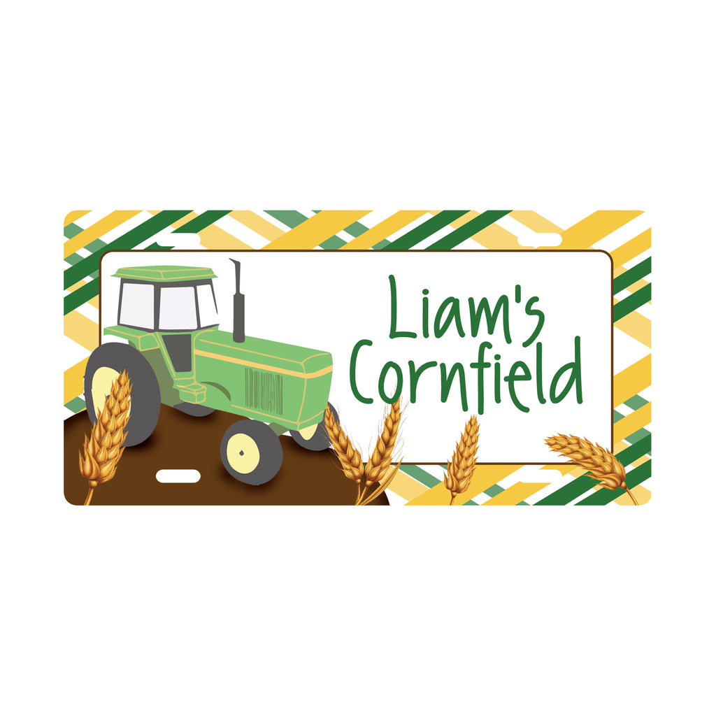 Personalized Tractor License Plate Sign - Kids Door Sign