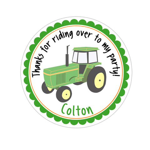 Tractor Personalized Birthday Favor Sticker