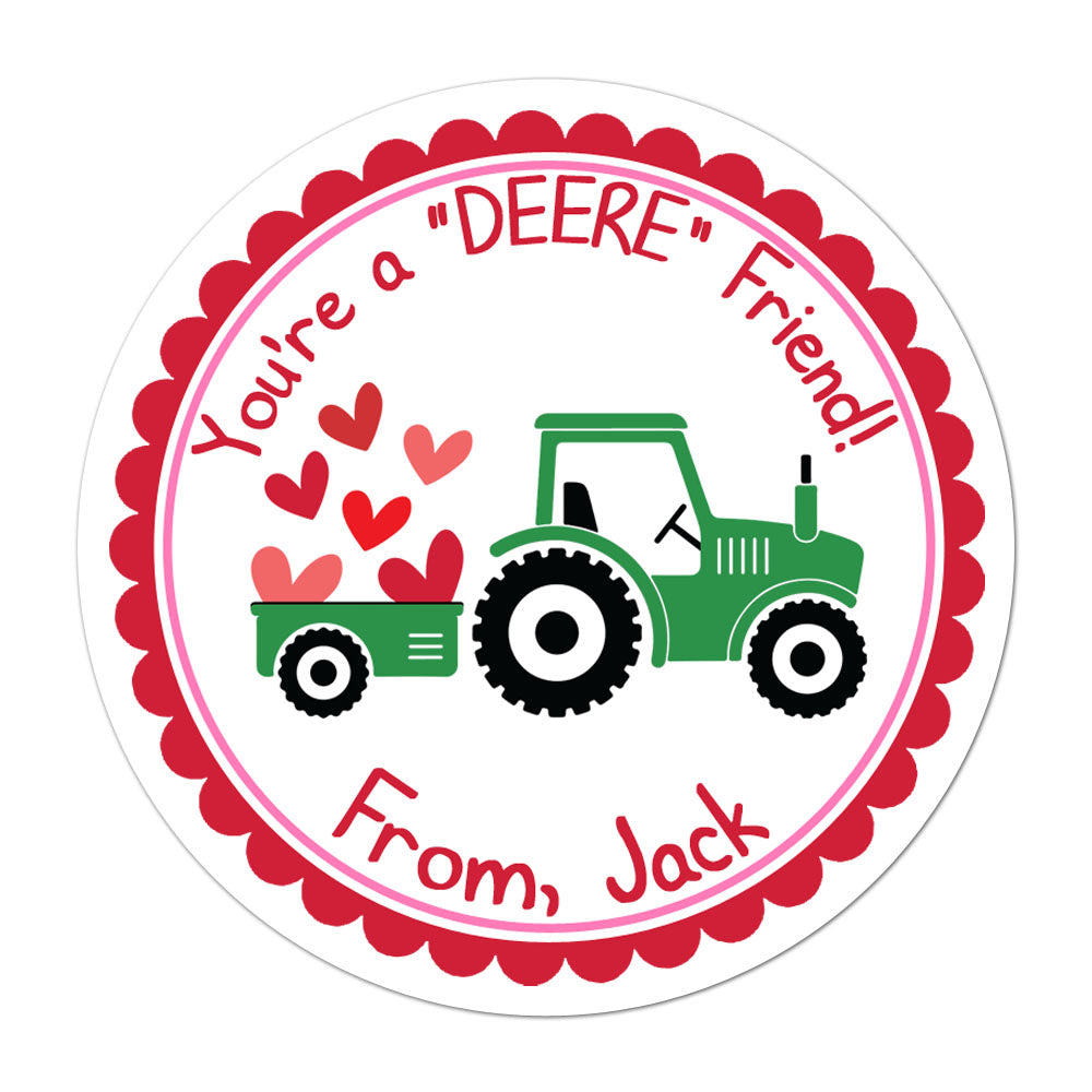 Tractor Personalized Valentines Day Sticker