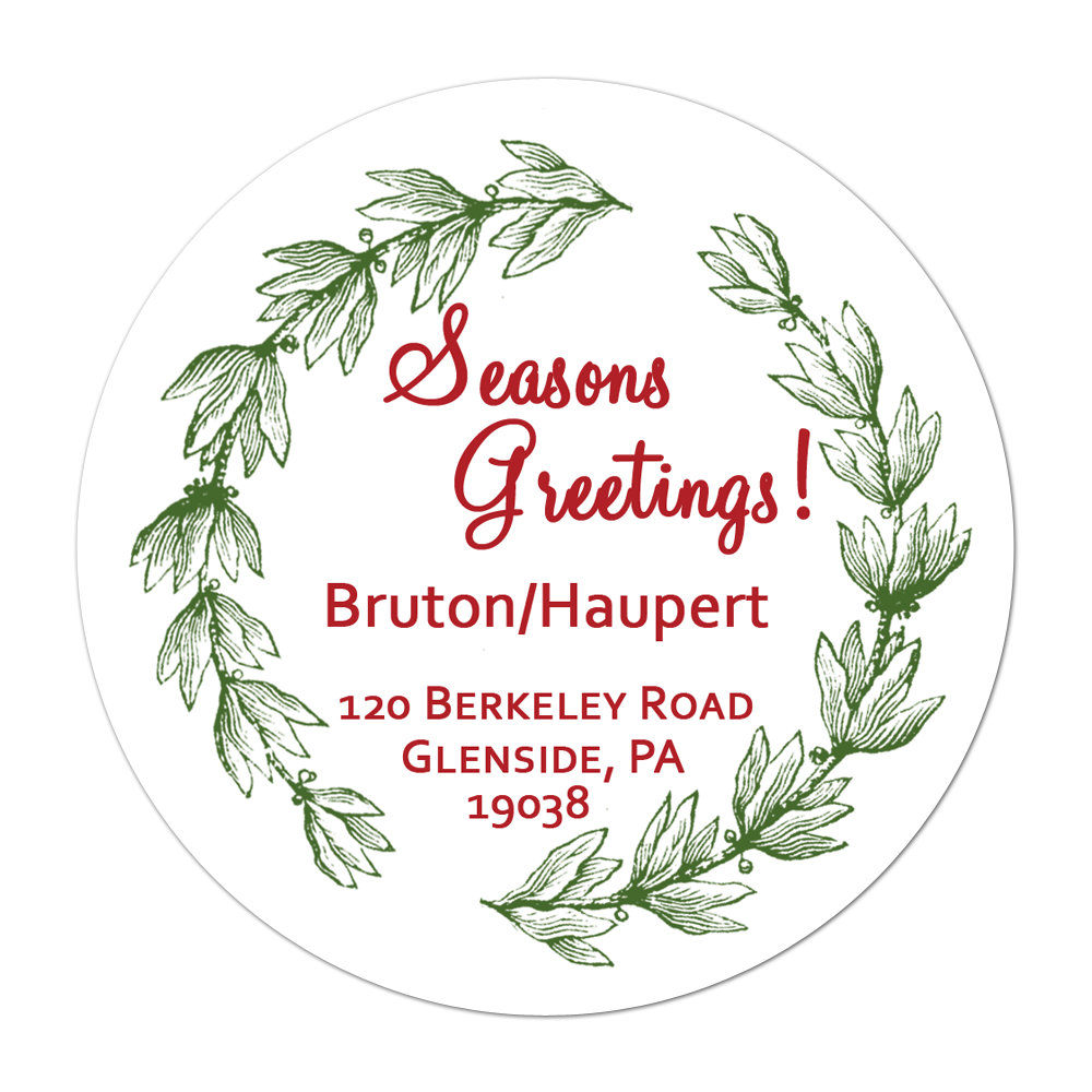Wreath Personalized Sticker Christmas Stickers - INKtropolis