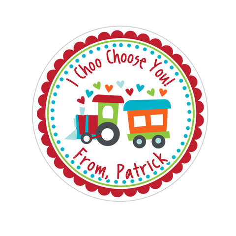 Choo Choo Train Personalized Valentines Day Sticker