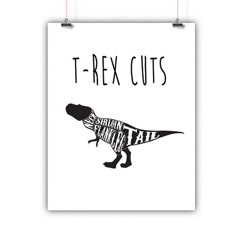 T Rex Dinosaur Meat Cuts Kitchen Wall Art