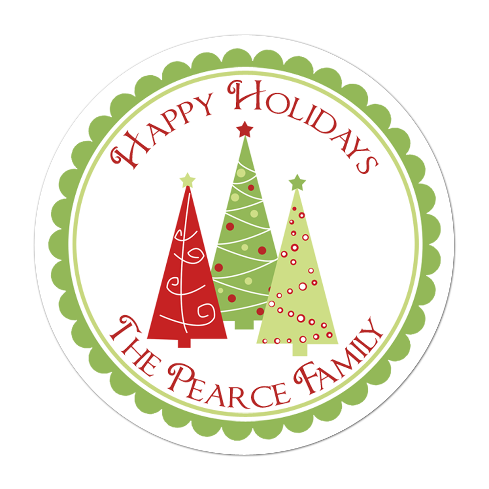 Trio Of Trees Personalized Sticker Christmas Stickers - INKtropolis