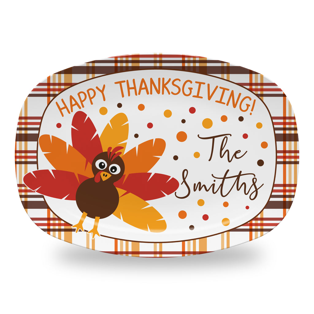 Personalized Thanksgiving Platter, Serving Tray - Turkey