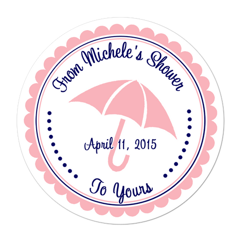 Umbrella Personalized Baby Shower Sticker