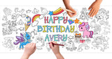 Personalized Unicorn Birthday Coloring Banner, Poster, Paper Table Cover