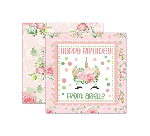 Personalized Unicorn Happy Birthday Gift Tags