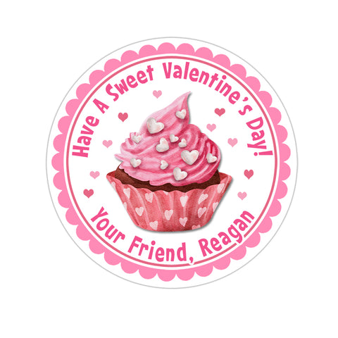 Cupcake Personalized Valentines Day Sticker