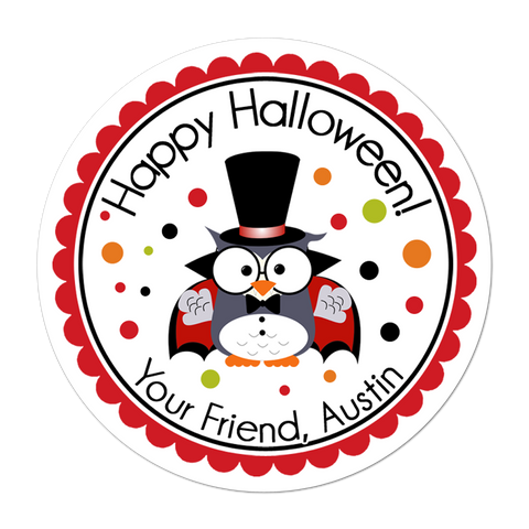 Dracula Owl Personalized Halloween Sticker