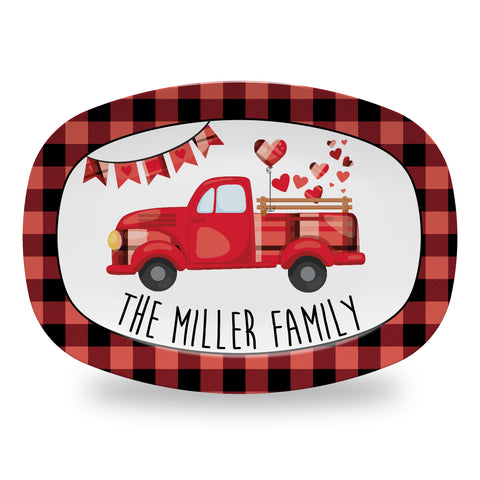 Personalized Valentine's Day Platter, Serving Tray - Farmhouse Truck