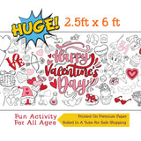 Valentine's Day Coloring Banner, Poster, Paper Table Cover