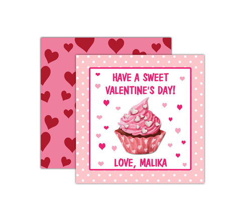 Personalized Cupcake Valentine's Day Tags, Valentine Cards