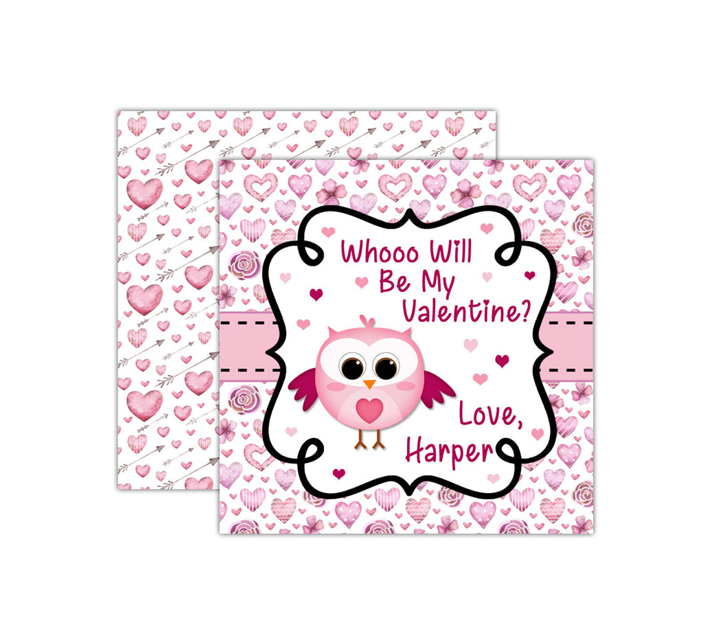 Personalized Owl Valentine's Day Tags, Valentine Cards