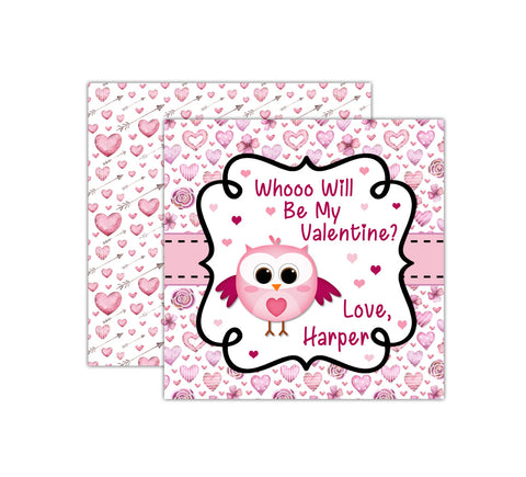 Personalized Owl Valentine's Day Tags, Valentine Cards