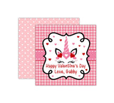 Personalized Unicorn Kisses Valentine's Day Tags, Valentine Cards
