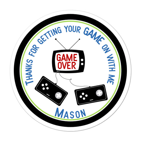 Video Game Personalized Birthday Favor Sticker