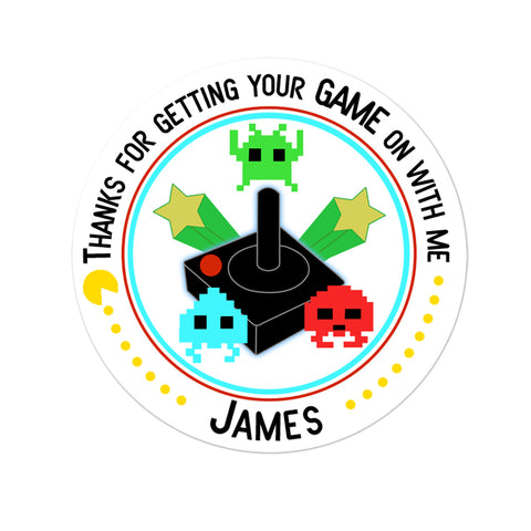 Arcade Video Gamer Personalized Birthday Favor Sticker