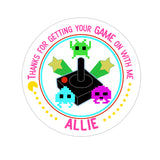 Pink Video Gamer Personalized Sticker Birthday Stickers - INKtropolis