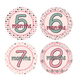 Pink and Dark Sage Monthly Baby Stickers onesie sticker - INKtropolis