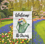 Personalized Garden Flag - Floral Watering Can