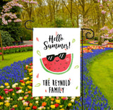 Personalized Summer Garden Flag - Watermelon Dude