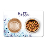 Personalized Pet Food Placemat - Blue Watercolor Floral