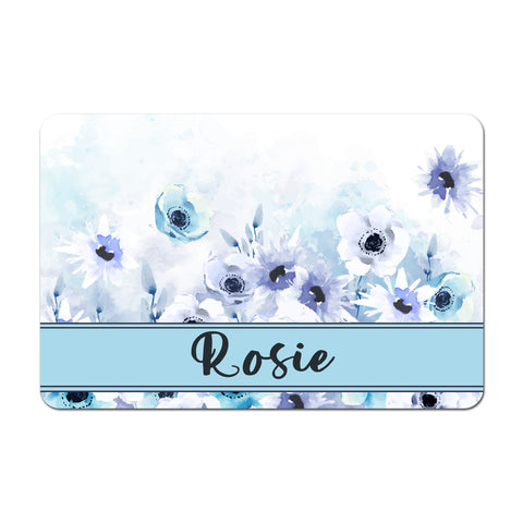 Personalized Pet Food Placemat - Blue Watercolor
