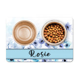 Personalized Pet Food Placemat - Blue Watercolor