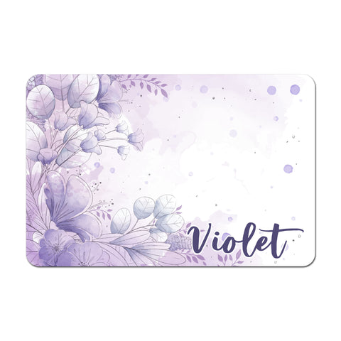 Personalized Pet Food Placemat - Purple Watercolor