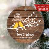 Personalized Wedding Anniversary Ornament - Rustic Love Birds